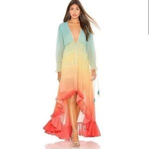 NWT rainbow maxi dress hi lo size M